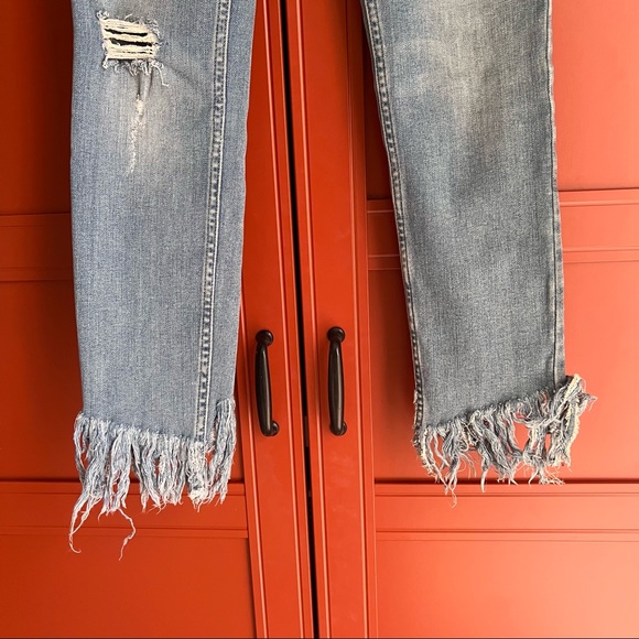Free People Denim Great Heights Frayed Fringe Skinny Jeans - Picture 7 of 12